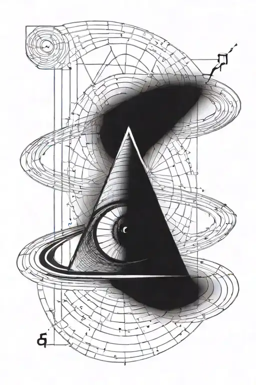 euler identity formula transforming into allseeing eye with fibonacci sequence spiral included tattoo design idea