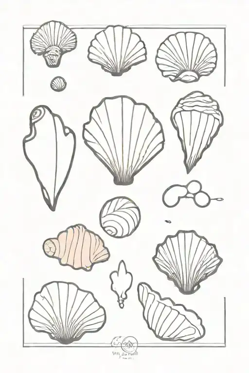 simple  sea shell with opal tattoo design idea