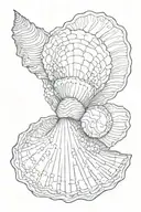 sea shell with opal stone grey all tattoo design idea