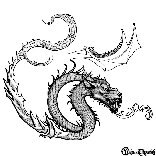Dacian Draco with Lord of the Rings elements tattoo design idea