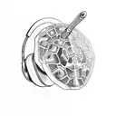 tortoises with headphones tattoo design idea