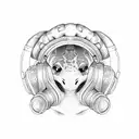 tortoises with headphones tattoo design idea