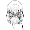 tortoises with headphones tattoo design idea