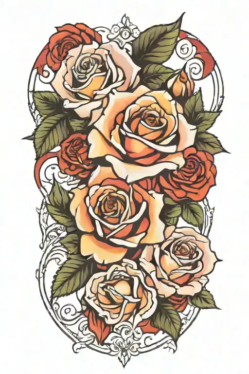 roses dying  tattoo design idea