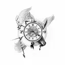 Icarus falling with a clock tattoo design idea