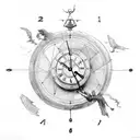 Icarus falling with a clock tattoo design idea