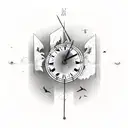 Icarus falling with a clock tattoo design idea