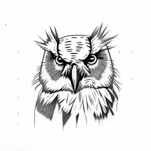 Raven owl tattoo design idea
