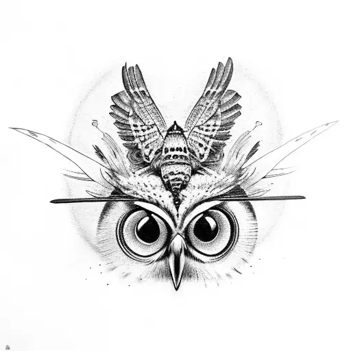 owl Raven lady bug hummingbird  tattoo design idea