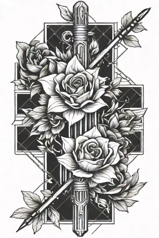 floral lightsaber tattoo design idea