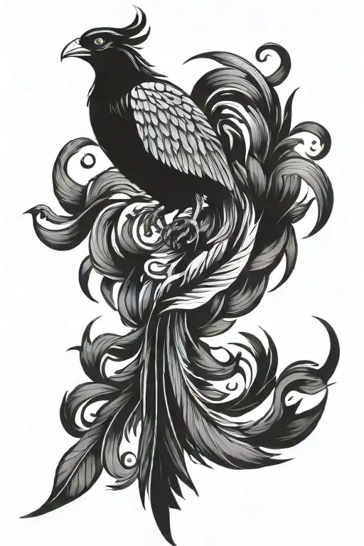 phoenix bird feathers tattoo design idea