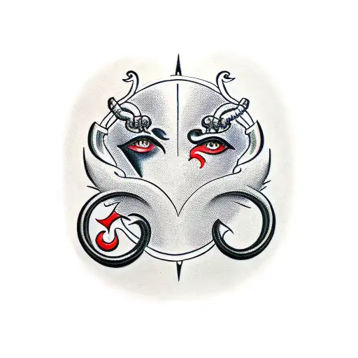 eyes, scorpion and lips tattoo design idea