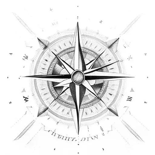 long tattoo. compass, clock, pyramid, arrow, way forward tattoo design idea