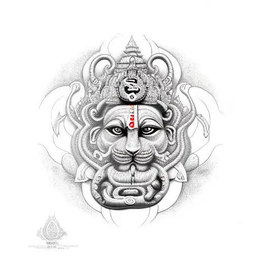 lord narsimha, clock, bow and arrow, snake tattoo design idea