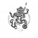 lord narsimha, clock, bow and arrow, snake tattoo design idea
