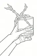skeleton hand holding a glass tattoo design idea