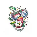 strawberries and mango tattoo design idea