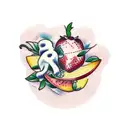strawberries and mango tattoo design idea