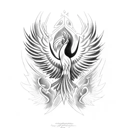 Phoenix mythologi tattoo design idea