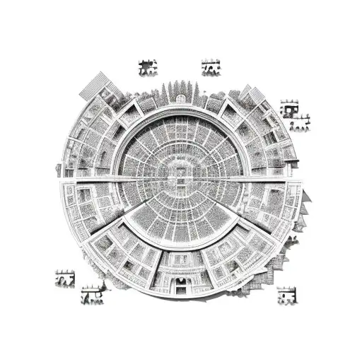 3D puzzle that reveals the panorama of Rome tattoo design idea