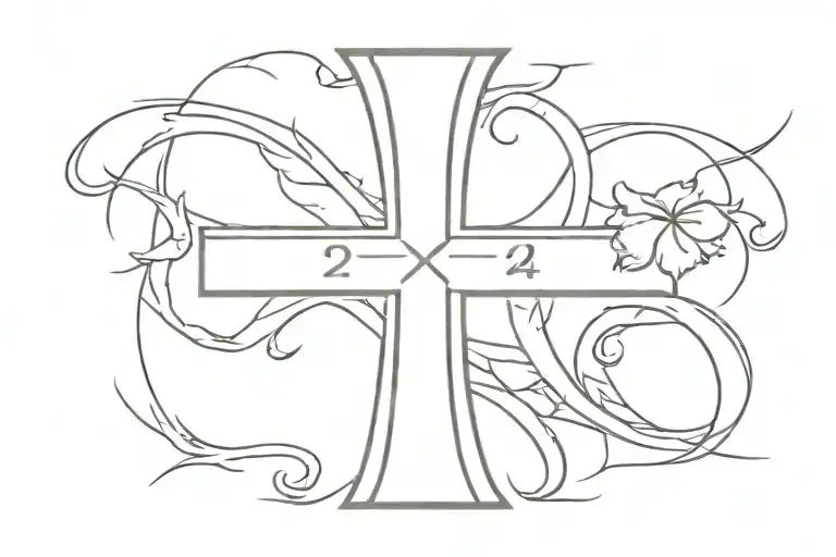 St George's Cross with 2024 written on top tattoo design idea