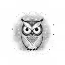owl with eyes that look like galaxy  tattoo design idea