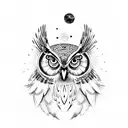 owl with eyes that look like galaxy  tattoo design idea