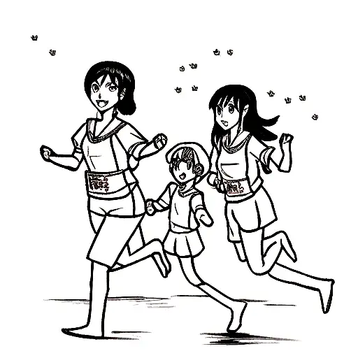 lotus flower with running, wife ans childrens tattoo design idea