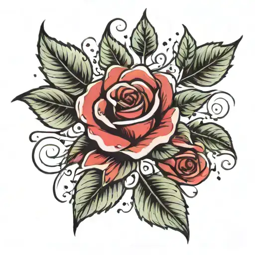 rose falling leave  tattoo design idea
