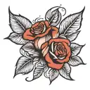 rose falling leave  tattoo design idea