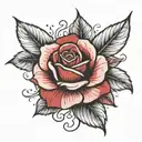 rose falling leave  tattoo design idea
