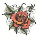rose falling leave  tattoo design idea