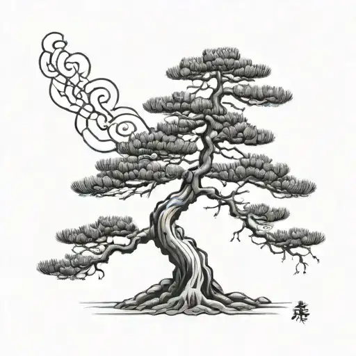 Japanese pine tree tattoo design idea