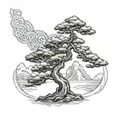 Japanese pine tree tattoo design idea