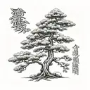 Japanese pine tree tattoo design idea