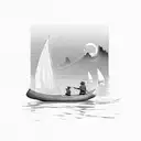 canoe on the sea tattoo design idea
