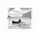canoe on the sea tattoo design idea