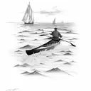 canoe on the sea tattoo design idea