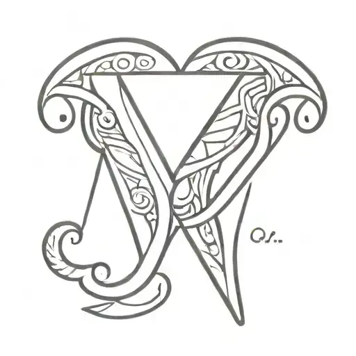 Polynesian tatto with the letters  A & O tattoo design idea
