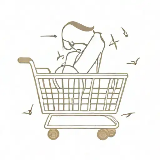 A shopping cart overflowing with Taylor Swift merchandise tattoo design idea