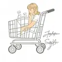 A shopping cart overflowing with Taylor Swift merchandise tattoo design idea