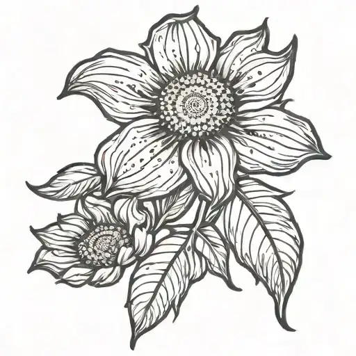 Plantain flower and the sun in one picture tattoo design idea