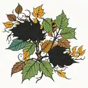 Strength, tenacity, wild and aggression fall leaves and trees colors tattoo design idea