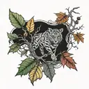 Strength, tenacity, wild and aggression fall leaves and trees colors tattoo design idea