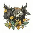 Strength, tenacity, wild and aggression fall leaves and trees colors tattoo design idea