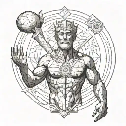 atlas holding the world above his head with both hands tattoo design idea