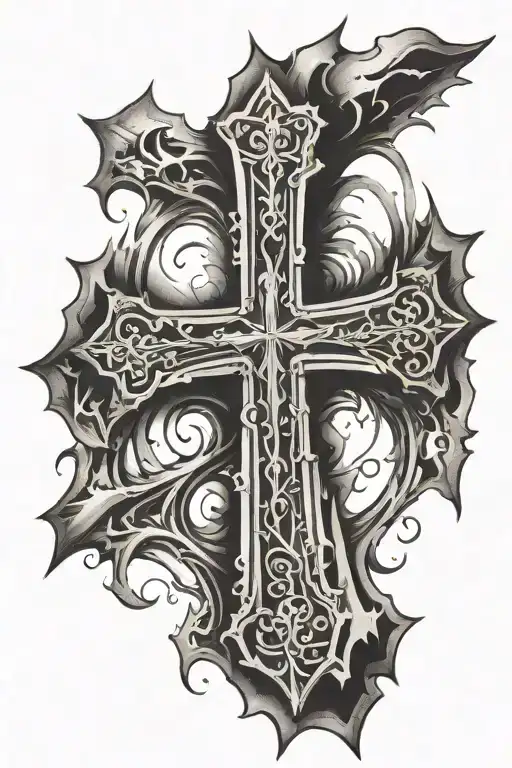 Christian Cross Negative Space  tattoo design idea