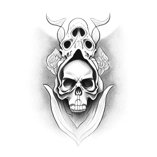 Grim Reaper mictececihuatl woman pretty alchemy tattoo design idea