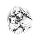 Virgin mary holding baby jesus  tattoo design idea