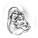 Virgin mary holding baby jesus  tattoo design idea